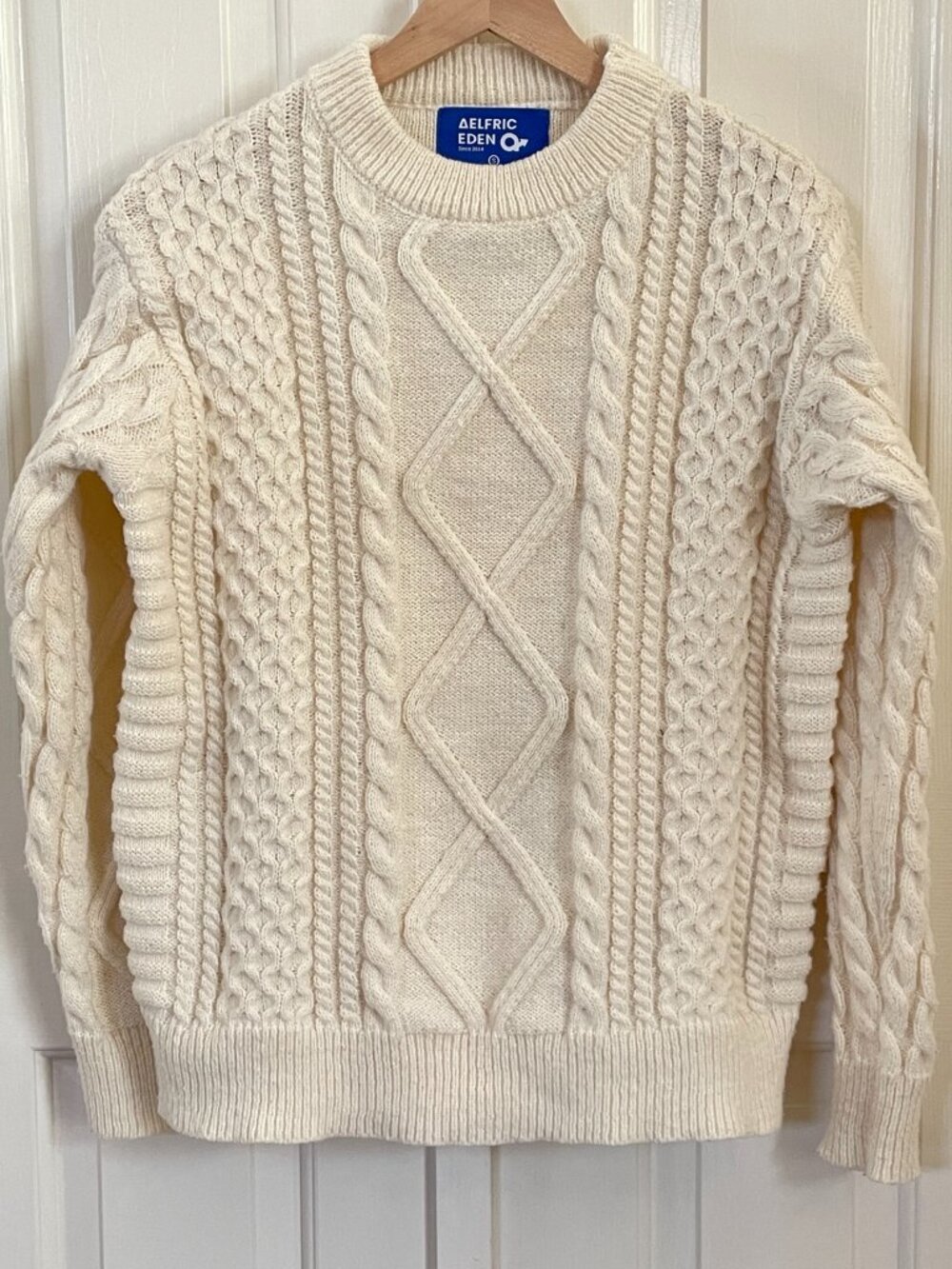Aelfric Eden Retro 90s Rory Gilmore Cable Knit Sweater Cream Unisex S